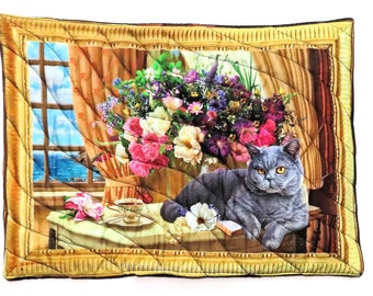 Kitty Cat Table Trivet or Decoration, Quilted Placemat, Your Choice of Elegant Cats