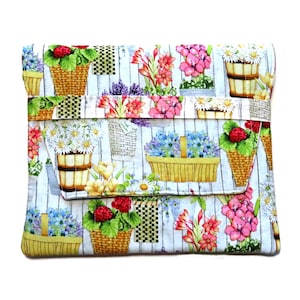 Capa acolchoada para EReader, capa para livro grande de 9,5" x 11,5", acolchoada, acolchoada para Kindle, EReaders, iPads ou livros, bolsa para cestas de flores de primavera