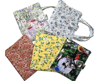 Custom Quilted Missal Book Cover: Floral Fabric, Button Closure