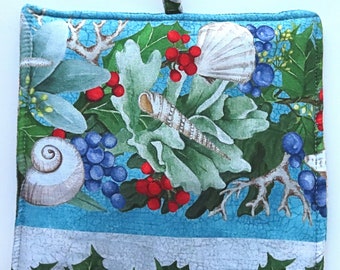 Winter Holiday Hot Pad, ONE Heavy Duty, Thick Pot Holder, Your Choice, Christmas Roses, Pine Cones or Seashells Starfish