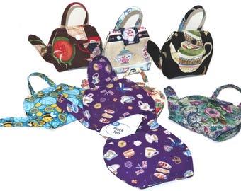 Teapot Shaped Tea Bag Wallet, Quilted, Handcrafted, Nothing Falls Out, Secure Hold, Fabric Choice