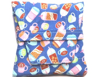 Quilted Tea Bag Wallet: Handcrafted, Large Teabag Shape with Secure Hold, Choice of Design