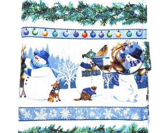Snowman Quilted Book Cover: Padded Paperback Protector with Bookmark,  Roomy Fit Books up to  7.5" x 4.5" x 1.5 "