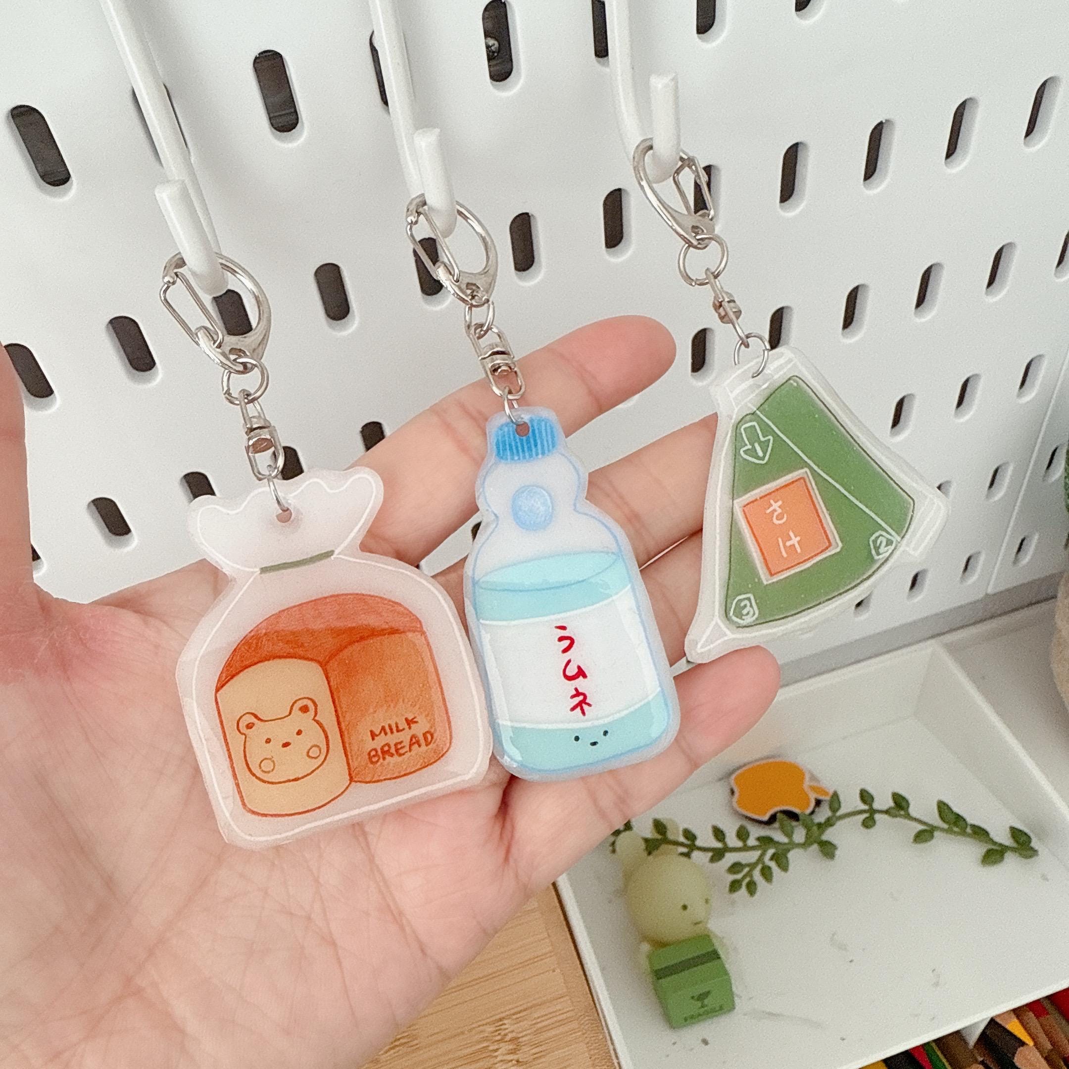 Japanese Food Keychains/bread Keychain/ Handmade Shrinkydink Keychain ...