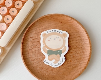 Sleeping Bear Sticker: Waterproof Die Cut Illustration
