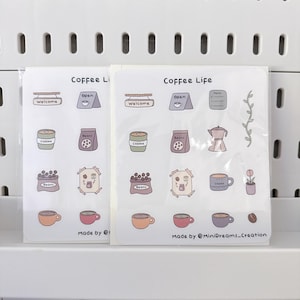 Coffee Life sticker sheet//journal stickers/Illustration stickers//diary stickers//cute sticker sheet//coffee lover sticker sheet//cafe shop
