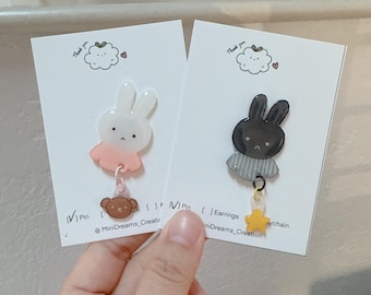 Bunny pin//cute handmade pin//pin for bags hats//bag accessory/pink bunny cute enamel pin/cute lapel pin/kawaii pin/shrinky dinks