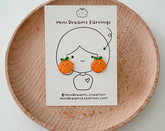 Orange Ohrringe // Obst Ohrringe // Essen Ohrringe // Kawaii Ohrringe // Handgemachte Ohrringe // Sommer Ohrringe // süße Ohrringe