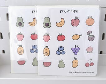 Fruit life sticker sheet//journal stickers/Illustration stickers//diary stickers//cute sticker sheet//apple lemon orange strawberry sticker