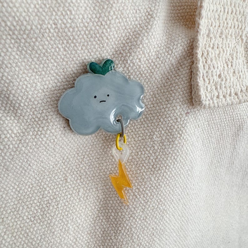 Mini Dream & Mini Moody Pin //white Cloud Pin//cute Handmade Pin//pin ...
