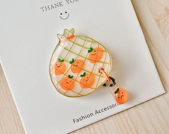 Orange pin // Fruit pin// cute pin badge // handmade pin// pin for bags and hats //accessory for bag// gift for him or her//orange lapel