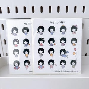 Hello, Kiki //journal stickers/Illustration stickers//diary stickers//cute girl sticker sheet//sticker gift