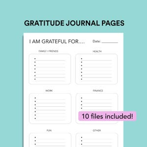 Dankbarkeit Journal Printable | Digitaler Download | Positivität, Mentale Gesundheit Seiten - Bullet Journal Planer | A4 + Letter PDF | Familie, Kinder