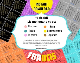 French Quran Verse Cards: Islamic Ramadan Printable (Digital Download)