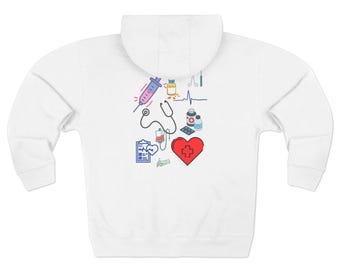 Healthcare Love Unisex Zip Hoodie - Perfect for Medical Professionals