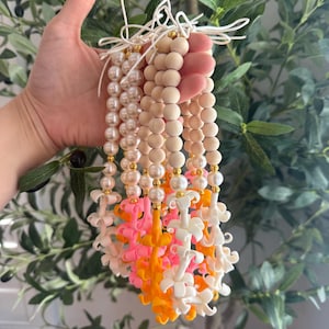 Handmade Hawaiian Flower Car Lei – Puakenikeni, Lokelani Rose & Pikake Jasmine – Tropical Car Decor –Hawaii Gift for Her -Lei for Car Mirror