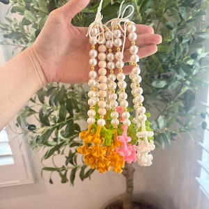 Hawaiian Flower Car Lei Pakalana – Puakenikeni Clay Lei – Car Decor – Hawaii Gift for Her - Lei for Car Mirror - Pakalana Flower Clay