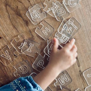 Montessori Alphabet Puzzle: Clear Acrylic Uppercase & Lowercase Letters