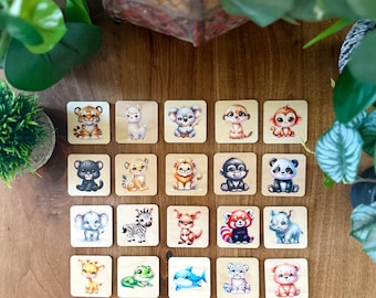 Personalized Wooden Memory Game: Montessori Learning Toy, USA Made