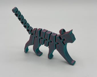 Llavero flexible de gato impreso en 3D: juguete articulado antiestrés