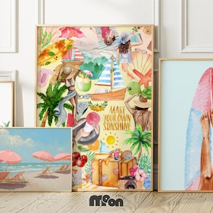 Coastal Wall Art, Summer Prints Gallery Wall Set, Set of 14 Prints, Mega Bundle Art, Printable Gallery Wall Beach House Decor,Beach Wall Art