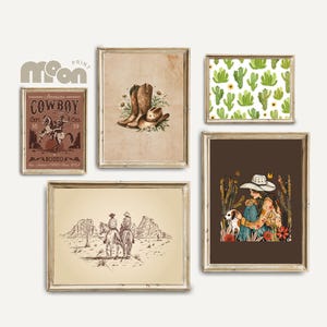 Western Cowboy Wall Art Set | Rustic Digital Prints Western Decor Vintage Country Posters Instant Download Wild West Poster Vintage Cowgirl
