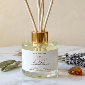 Wild Lavender Sage Amber Reed Diffuser, Calming Home Fragrance, Toxin-Free Essential Oil Blend