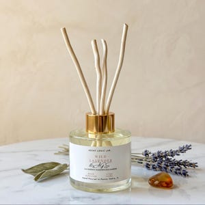 Wild Lavender Sage Amber Reed Diffuser, Calming Home Fragrance, Toxin-Free Essential Oil Blend
