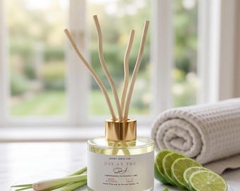 Spa Reed Diffuser, Glass Vessel with Gold Cap, 100ml or 200ml