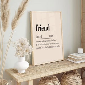 Friend Definition Wall Art, Minimalist Printable Poster, Friendship Quote Digital Download, Best Friend Gift Print