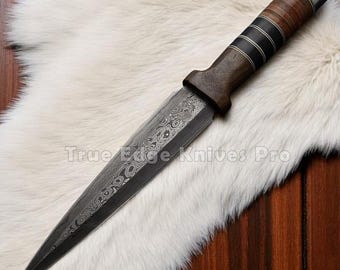 Handmade Damascus Hunting Skinner Knife – Razor Sharp Blade