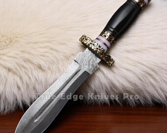 Coltello Bowie in Damasco forgiato a mano personalizzato - Classico coltello da caccia fatto a mano - Regalo per collezionisti e cacciatori