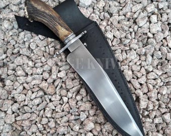 Handmade Stag Handle Hunting Bowie Knife | D2 Steel Blade | Stag Antler Handle | Gift for Hunter | Hunting Knife | Outdoor Gift for Father
