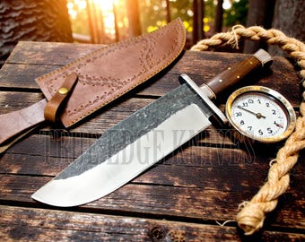 Handmade Hunting Bowie Knife | J2 Steel Blade | Rose Wood Handle | Gift for Hunter | Hunting Knife | Outdoor Gift True Edge Knives Pro