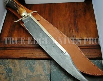 Handmade Stag Handle Hunting Bowie Knife | J2 Steel Blade | Stag Handle | Gift for Hunter | Hunting Knife | Outdoor Gift for Him or Father