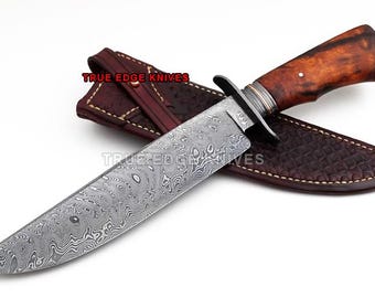 Coltello da caccia Bowie fatto a mano / Lama in acciaio Damasco / Manico in palissandro / Regalo per cacciatori / Coltello da caccia / Regalo per esterni per lui di TEKP