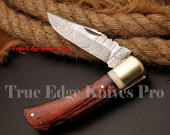 Couteau de poche gravé – Couteau pliant personnalisé en acier damas pour lui | Nom personnalisé