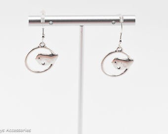 Silver Bird Earrings with Silver Hypoallergenic Earring Hooks