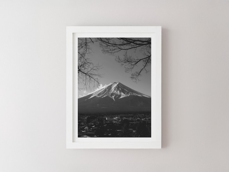 Mount Fuji Black and White Print | Japan Minimalist Poster | Timeless ...