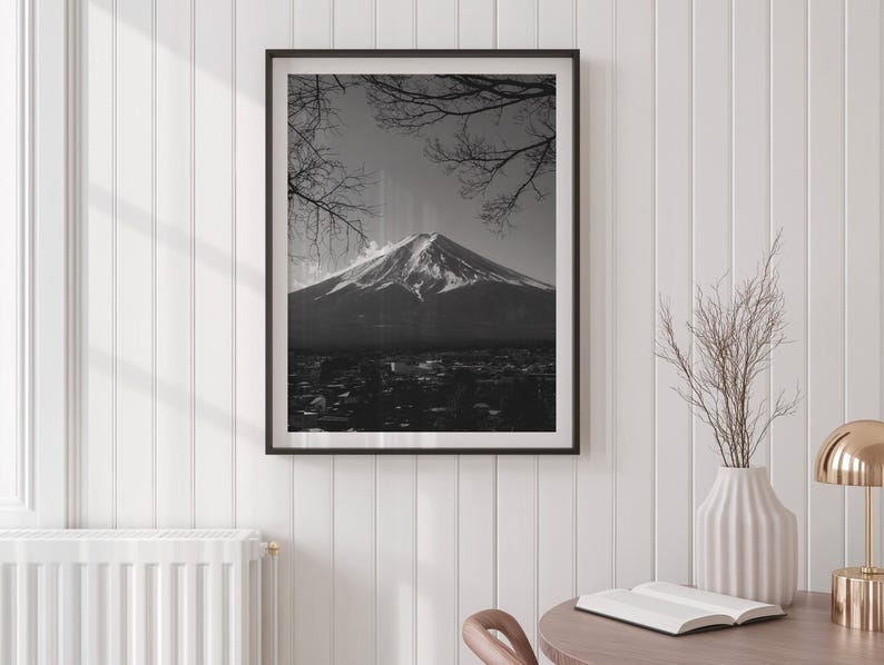 Mount Fuji Black and White Print | Japan Minimalist Poster | Timeless ...