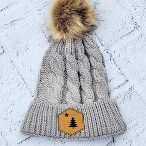 Maine Hat - Maine - Gray Maine Flag Pom Hat - Maine Flag Winter Hat - Original Maine Flag Hat - Maine Hat - Maine Winter Hat