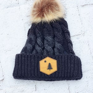 Maine Hat - Black Maine Flag Pom Hat - Maine Flag Winter Hat - Original Maine Flag Hat - Maine - Maine Winter Hat