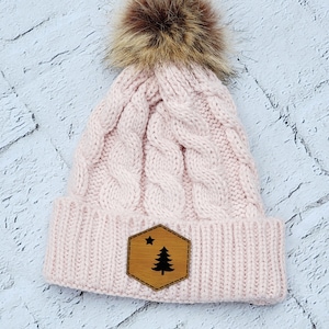 Maine Hat - Rose Maine Flag Pom Hat - Maine Flag Winter Hat - Original Maine Flag Hat - Maine Hat - Maine Winter Hat