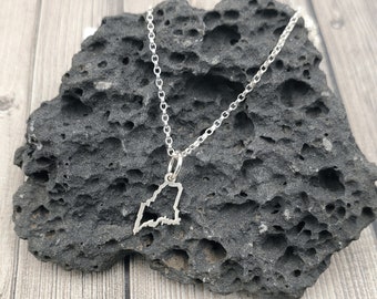 Mini Maine Necklace - Maine Outline Necklace - Maine Necklace - Maine - Maine Jewelry - Silver Maine Outline Necklace