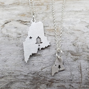 Mini Maine Necklace - Maine Flag Necklace -Maine Tree Necklace -Original Maine Flag Necklace - Maine Necklace