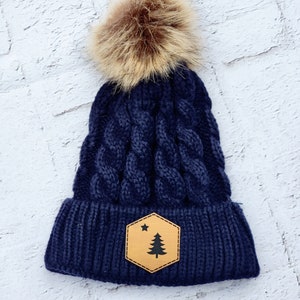 Maine Hat - Navy Maine Flag Pom Hat - Maine Flag Winter Hat - Original Maine Flag Hat - Maine Hat - Maine Winter Hat