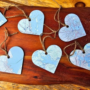 Map Ornament, Custom Map Ornament, Heart Map Ornament, Wedding Favor, Anniversary Map Print, Custom Map Ornament, Custom Map, Maine Map