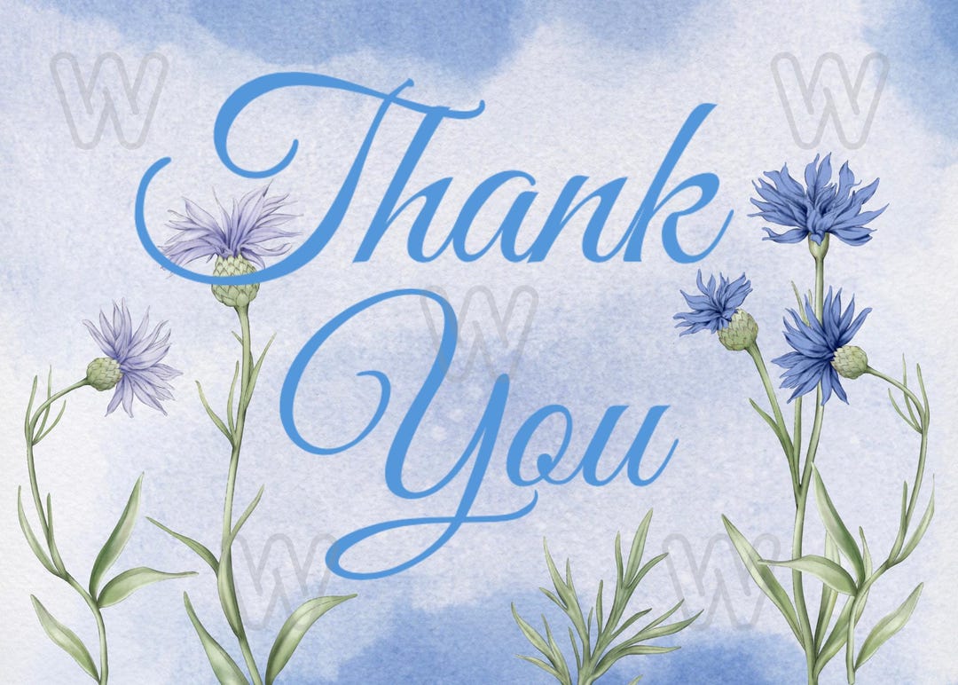 Thank You Card | Customizable Canva Template | Blue Floral - Etsy