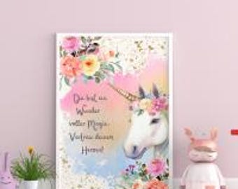 Watercolor Unicorn Girl's Room Poster, Magical Nursery Decor (Digital Download)