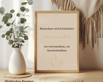 Selbstfürsorge Poster für schwere Zeiten, druckbares Achtsamkeits-Poster, Loslassen lernen, digitales Poster, Sofort-Download